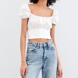 Zara cropped Poplin blouse size M